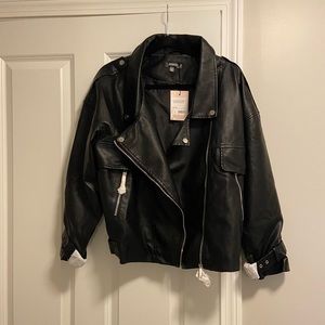 Misguided Oversized Black Leather Jacket